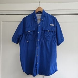Columbia PFG Bahama Men's Medium Blue Short Sleeve Shirt